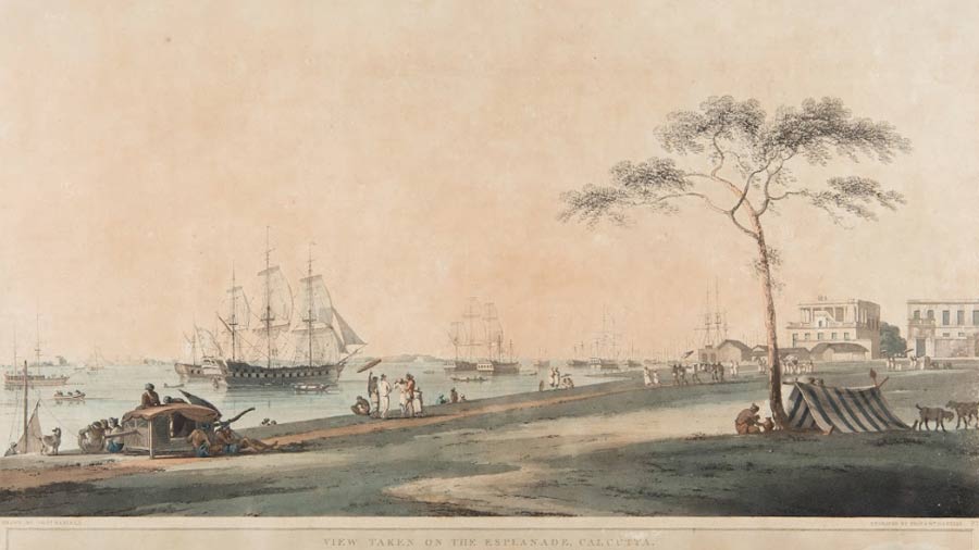 The City as a Museum Edition 2 becomes a portal into the lives of people and places which nurtured artists and their practices (Thomas Daniell, View Taken on the Esplanade, Calcutta. Aquatint, coloured)