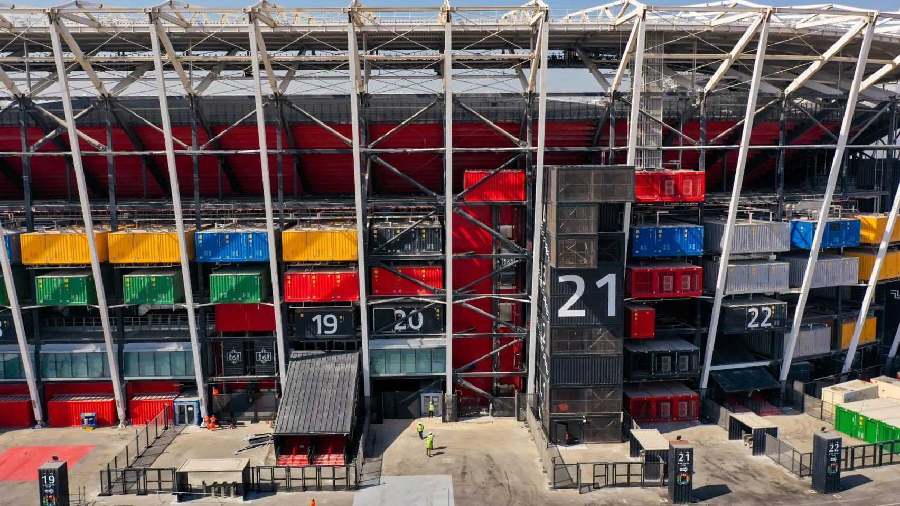 Qatar Stadium 974 is made up with 974 recycled shipping containers. 