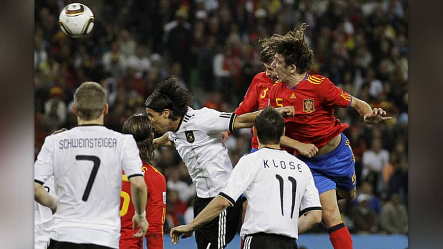 Spain edged past Germany thanks to a Carles Puyol header in the World Cup semi-final in 2010
