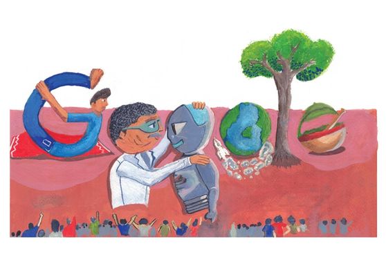 The doodle made by Shlok for Google 