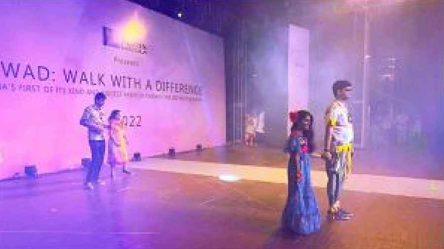Some participants walk the ramp at the event
