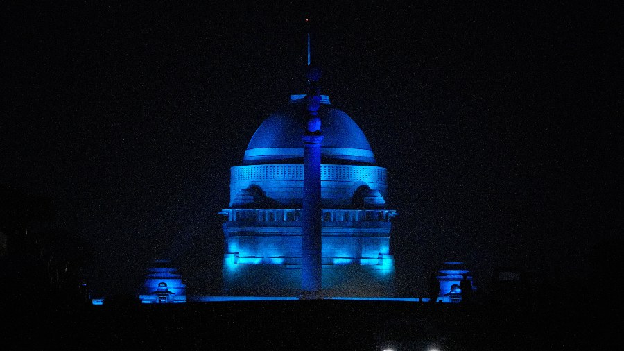 Child rights week is celebrated across India from November 14-20, starting from National Children's Day to World Children's Day. Here is the Rashtrapati Bhavan is illuminated in blue colour in New Delhi. 