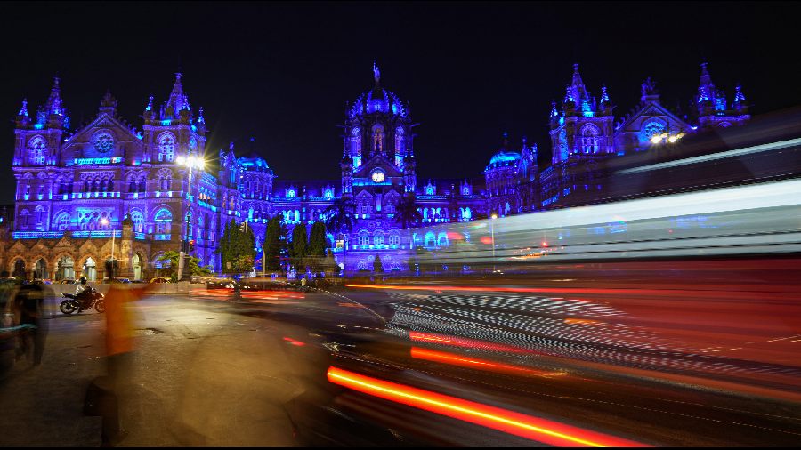 Chhatrapati Shivaji Maharaj Terminus lit up in blue colour in Mumbai. This World Children's Day's theme is on sports as a powerful means to promote inclusion, equality and non-discrimination. 