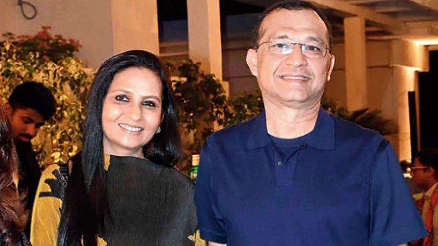 Rajat Dalmia dropped by with wife Pinky