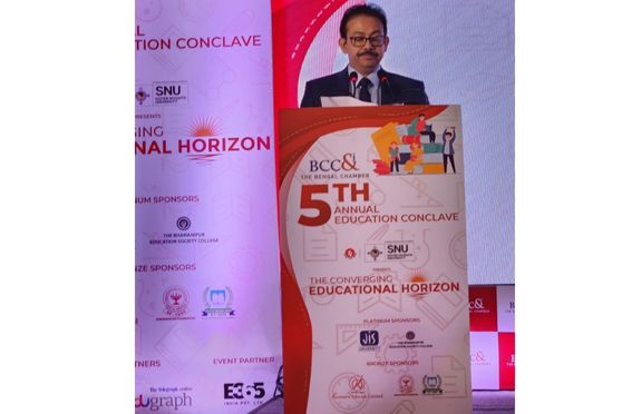 Mr Satyam Roychowdhury addressing his audiences at the 5th Annual Education Conclave 