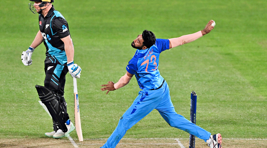 Man of the match Mohammed Siraj during the third T20I in Napier on Tuesday.