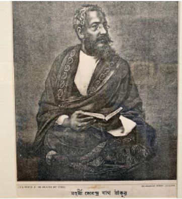 A lithograph of ‘Maharshi’ Debendranath Tagore, the eldest son of industrialist and reformer ‘Prince’ Dwarakanath Tagore, and a founder of the Brahmo movement. The work, which Biswas said dated back to the late 19th century, is preserved at the studio