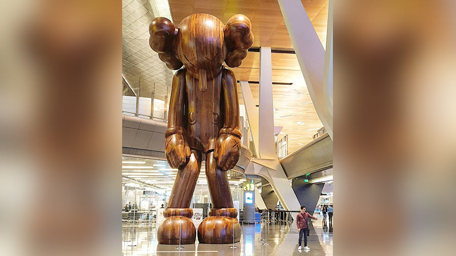 The imposing ‘Small Lie’ by American artist and designer KAWS (Brian Donnelley)  