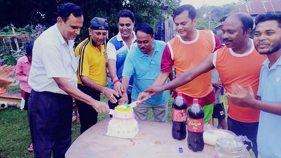 Foundation Day celebrations (Ghosh third from right)