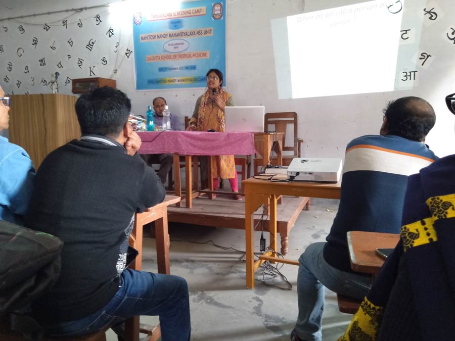 Mahitosh Nandy Mahavidyalaya Jangipara Hooghly NSS Unit organised Thalassemia Screening Camp in collaboration with Calcutta School of Tropical Medicine on Friday.
