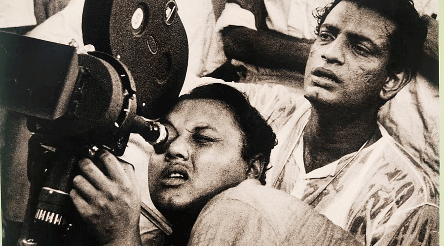 One of the photographs on display showed Satyajit Ray at the shoot of ‘Aparajito’.