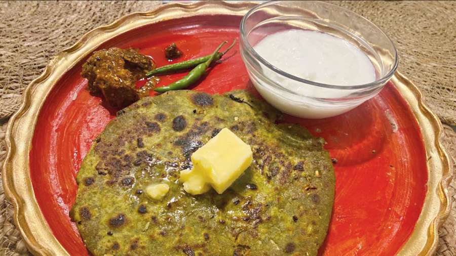 Methi Paranthas with Gobi Filling