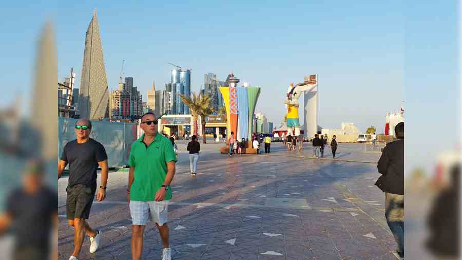 Visitors to Al Corniche Street in Doha, Qatar