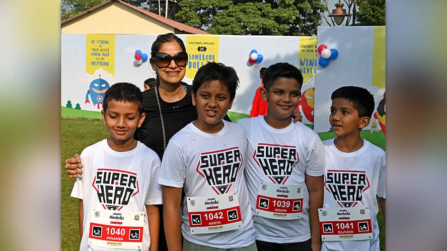 Neha Patni was all smiles when her son Arham (second from right) and nephews (L-R) Ayaansh, Avyaan and Raj, completed the Catwoman Race. ‘It was a power-packed morning and the kids had a lot of fun. Such events help introduce kids to running and community exercise at an early age,’ she said