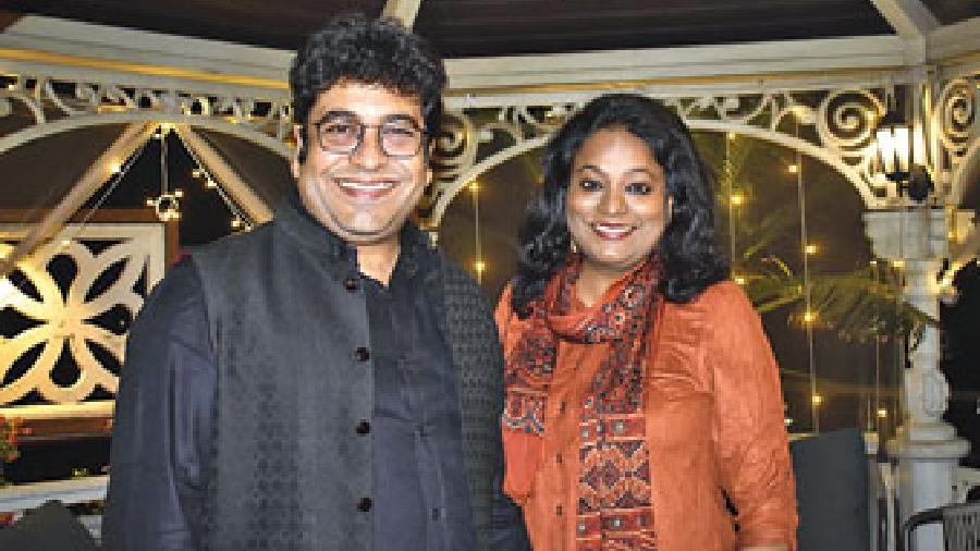 Film-maker Dhrubo Banerjee with wife Parna