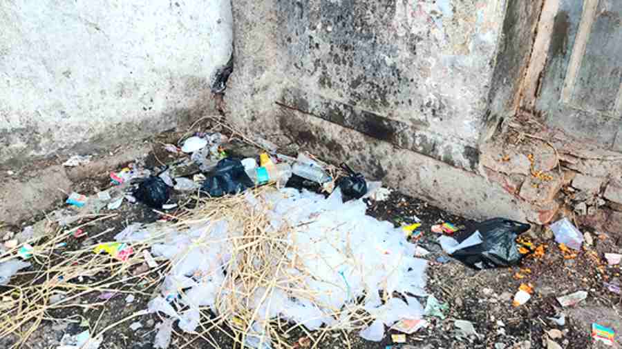 Arrack pouches strewn on Station Road in Godhra on November 22. 