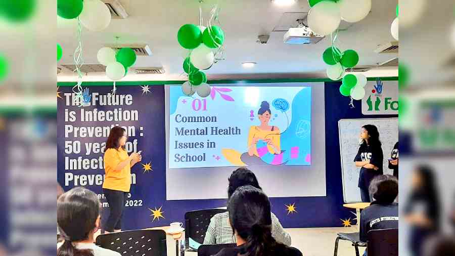 Students at the session on mental health at Fortis Hospital