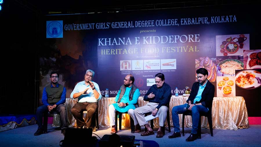  Panel discussion on various aspects of food at Kidderpore. (L -R) Sabir Ahmed, Indrajit Lahiri, Shaikh Sohail,Biswajit Motilal and Asif Ali