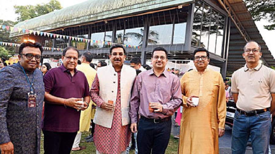(L-R) Arpit Dhanddhania, Umang Kanoria (past president), Munish Jhajharia (honorary secretary), Anand Daga (chairman of the sports committee), Deepak Jalan (club president) and Suyash Vardhan Kejriwal (senior DYGM), at BRC. “Dharohar was an attempt by BRC to bring Rajasthan which is our hometown, close to the children in a fun way. Making them feel about Rajasthan sitting in Kolkata....,” said Arpit, the convener