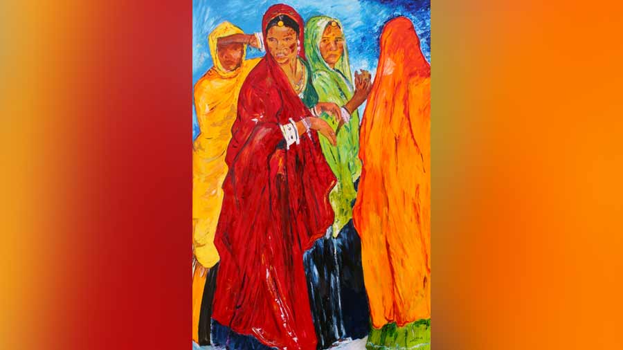 'Bishnoi women': A painting by Malika 
