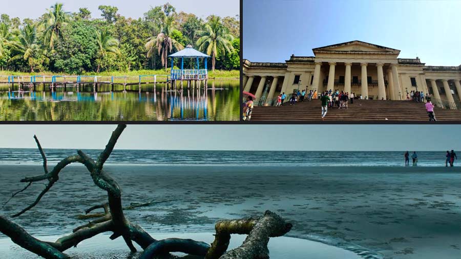 Tourists are heading for (clockwise from top left) Sunderbans, Murshidabad and Bakkhali instead