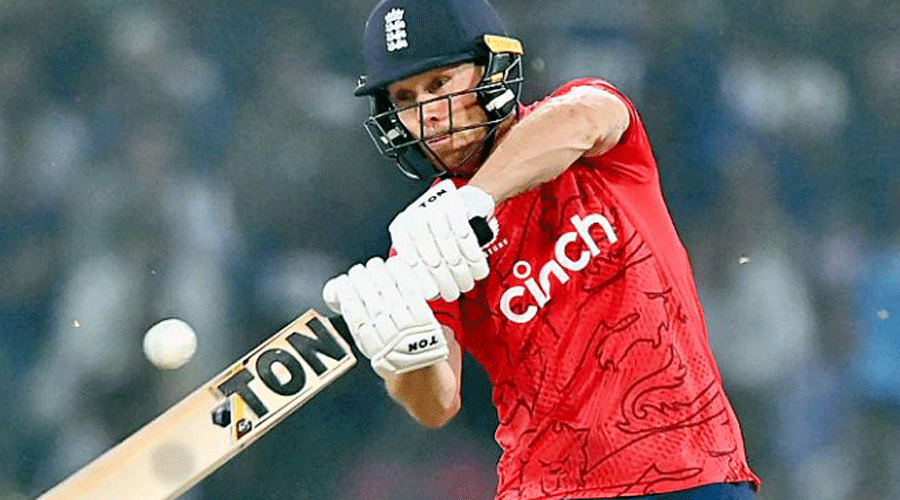 England’s Phil Salt during his match-winning 88 not out off 41 balls against Pakistan in Lahore on Friday.