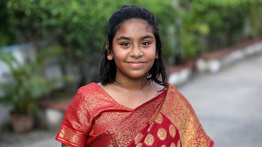 Aahi Ganguly, 11, was the youngest runner on the day and completed her two rounds around the Salt Lake Stadium without much of a hassle. Having already played for East Bengal as a football prodigy, Aahi is “used to running long distances and the saree wasn’t much of a hindrance for me either”
