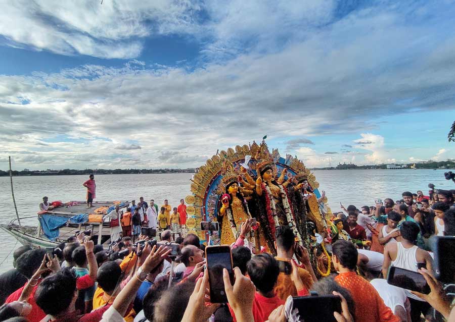 The frenzy around Kolkata’s biggest festival, Durga Puja, came to an end on Wednesday. The sentiment of sadness was evident in the air as soon as Dashami’s puja got over with ‘ghot bisharjon’, amid the beats of dhaak in the background