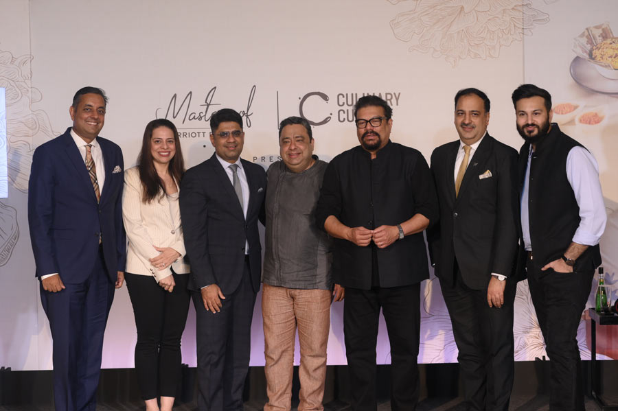 The core teams that weaved the event together — Marriott International, Culinary Culture and Indian Accent. (From left) Gaurav Singh, Khushnooma Kapadia, Himanshu Taneja, Manish Mehrotra, Vir Sanghvi and Raaj Sanghvi pose for the camera on September 23