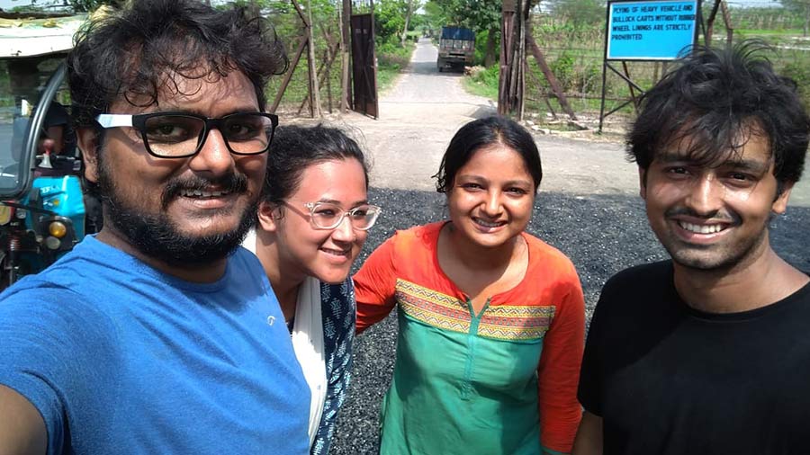 Samarth with his team at the Bangladesh border during the shoot of ‘Borderlands’  