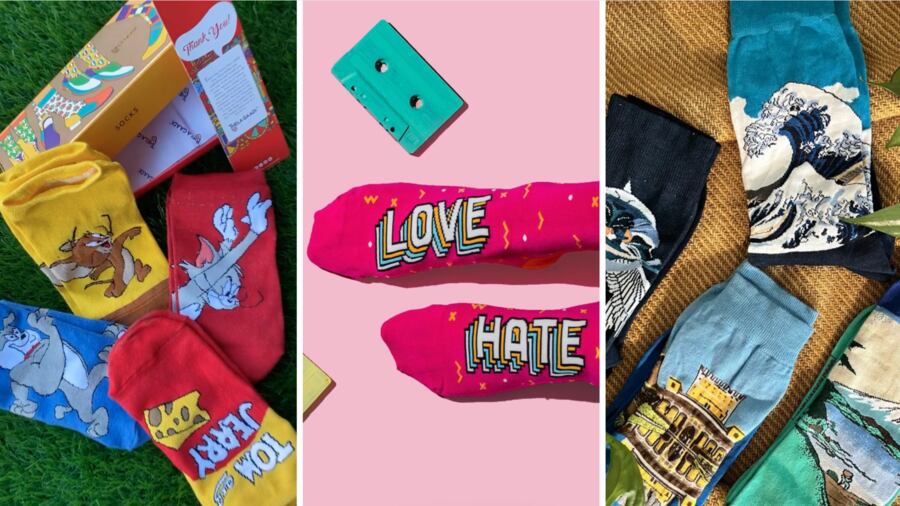 Add an element of fun to these wardrobe essentials with pop-coloured, printed socks