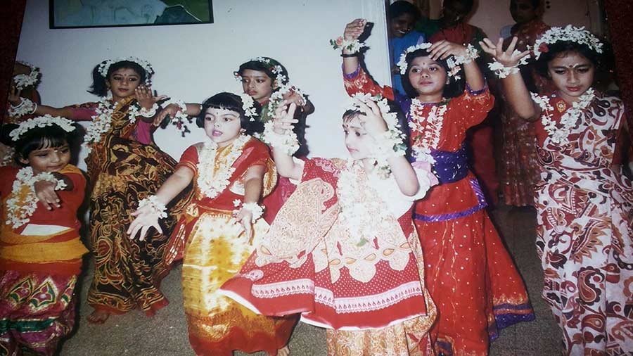 Dance performances at the colony’s Saraswati Puja were a production