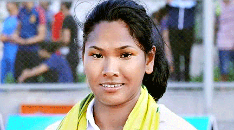 A picture on Facebook of Swapna Barman after winning gold in high jump at the National Games in Gandhinagar.