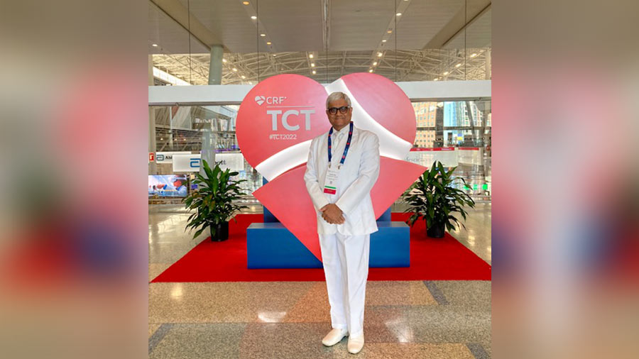 Rabin Chakraborty, a Kolkata-based senior consultant interventional cardiologist and electrophysiologist, at the Transcatheter Cardiovascular Therapeutics 2022 conference, in Boston