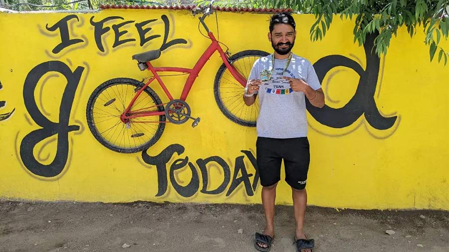 Rahul Paul after completing his mighty cycling expedition