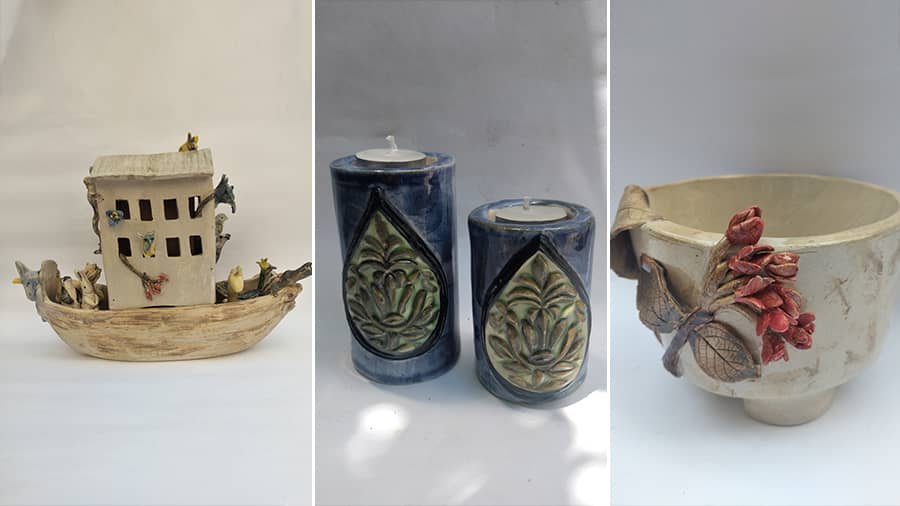 Three ceramic pieces by Shukti