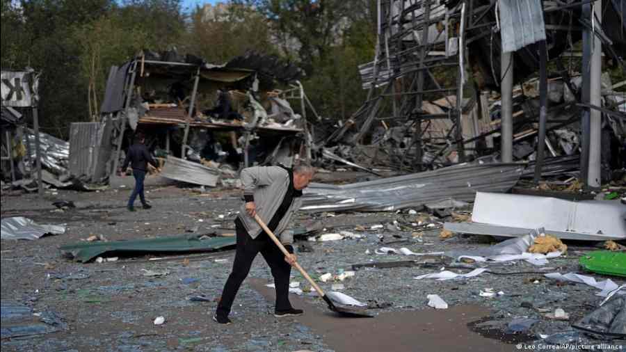 A Russian air strike Tuesday damaged parts of Zaporizhzhia