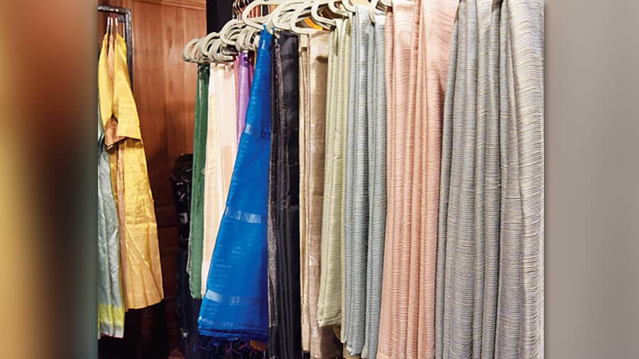 Saris are a festive staple and these soft, pastel ones from Hiranya are handwoven and perfect as festive daywear.  Rs 7,500 onwards