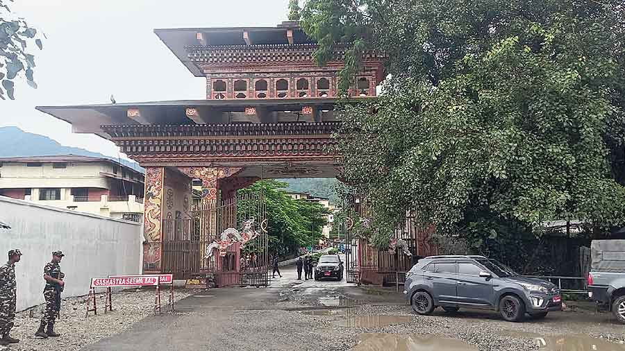 The gate separating Jaigaon in India and Phuentsholing in Bhutan  during the border’s reopening on September 23