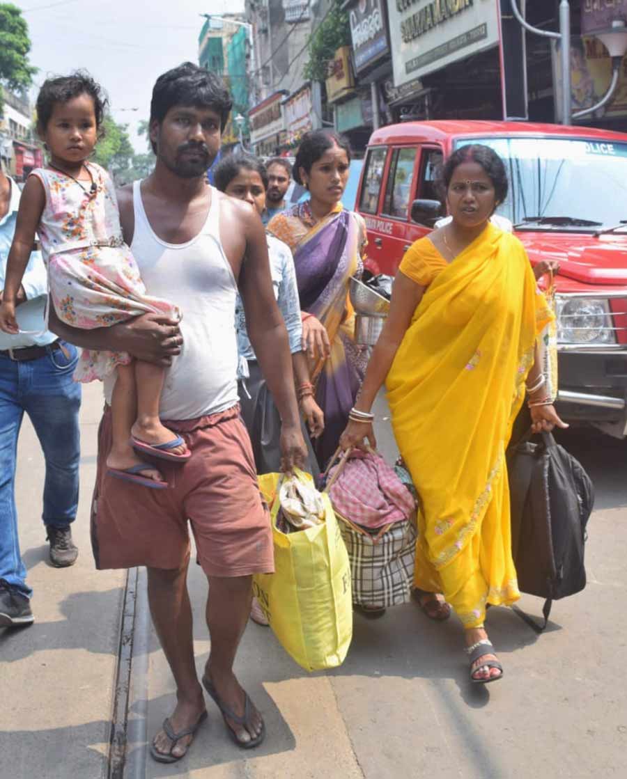 Frantic residents of Madan Dutta Lane leaving their homes. Last time when residents faced the same fate, Rs 5 lakh was paid to those who had to stay away from their homes for more than 30 days, Rs one lakh to traders with shops less than 100 square feet area and Rs 5 lakh which have area more than that