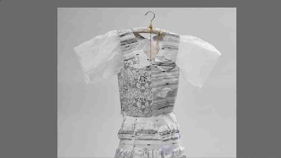 The red tape that non-Germans undergo to get married with a German is seen on this dress