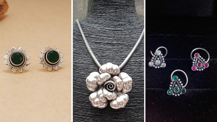 A range of silver jewellery on offer this season