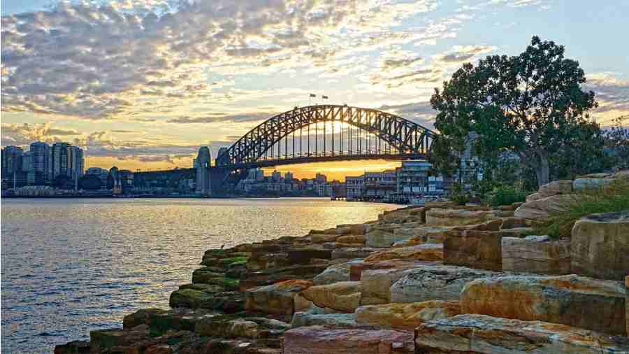 A view of the magnificent Sydney Harbour Bridge from Barangaroo Reserve
