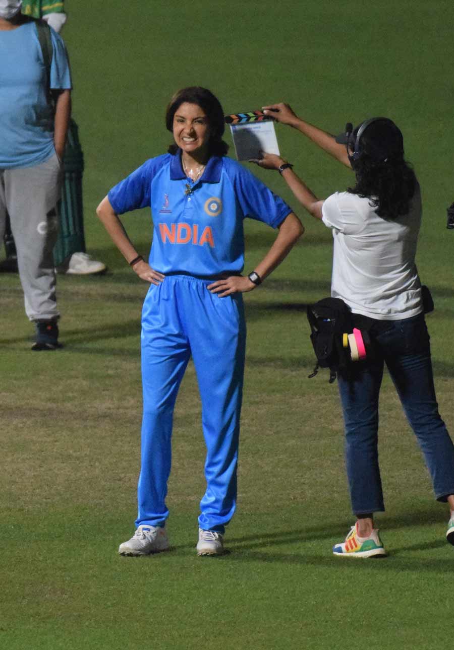 Anushka Sharma shoots for ‘Chakda ‘Xpress’ at the Eden Gardens on Monday October 17 night. The actress plays the role of cricketer Jhulan Goswami in the film directed by Prosit Roy for Netflix