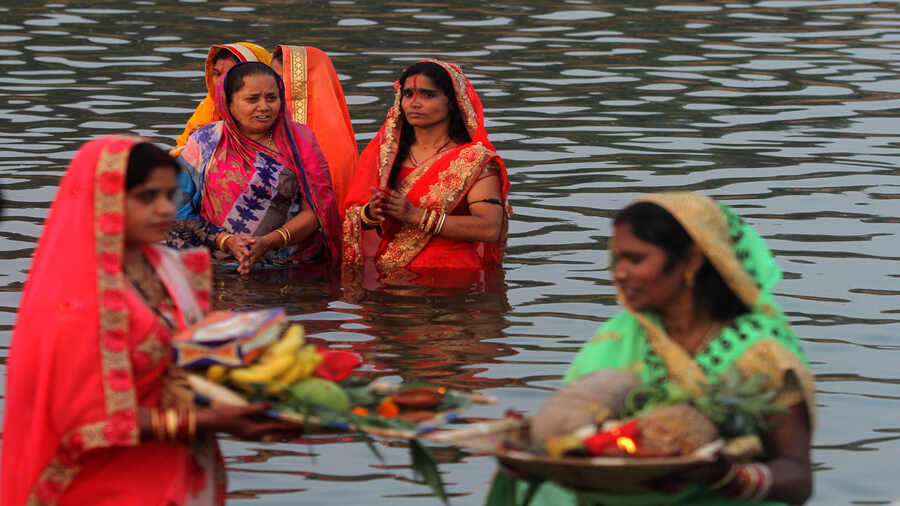 File picture of Chhath devotees performing rituals.