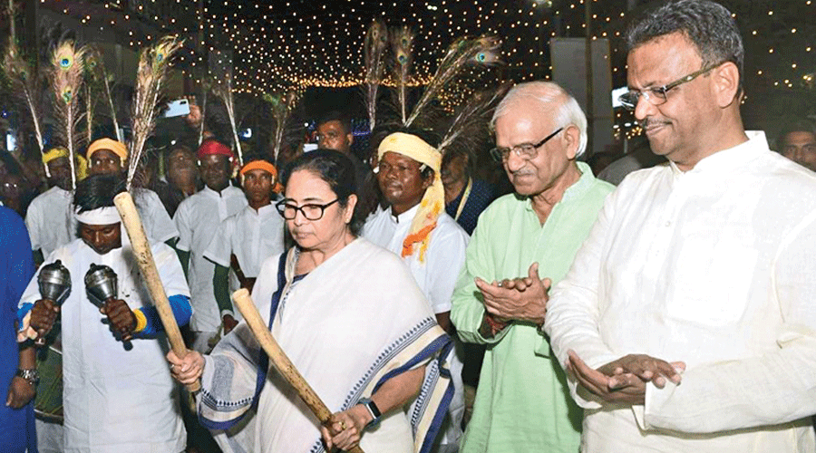 Mamata Banerjee at an event in Calcutta on Thursday.