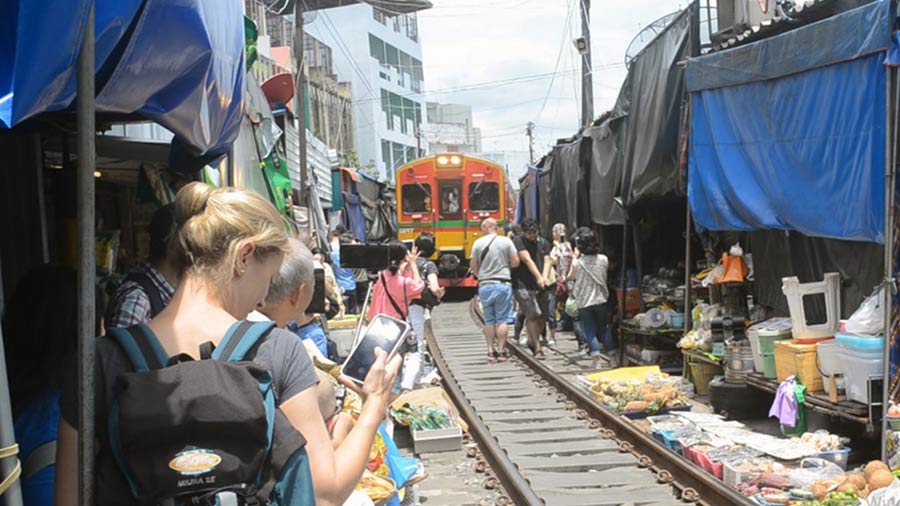MaeKlong Rail Market in Thailand