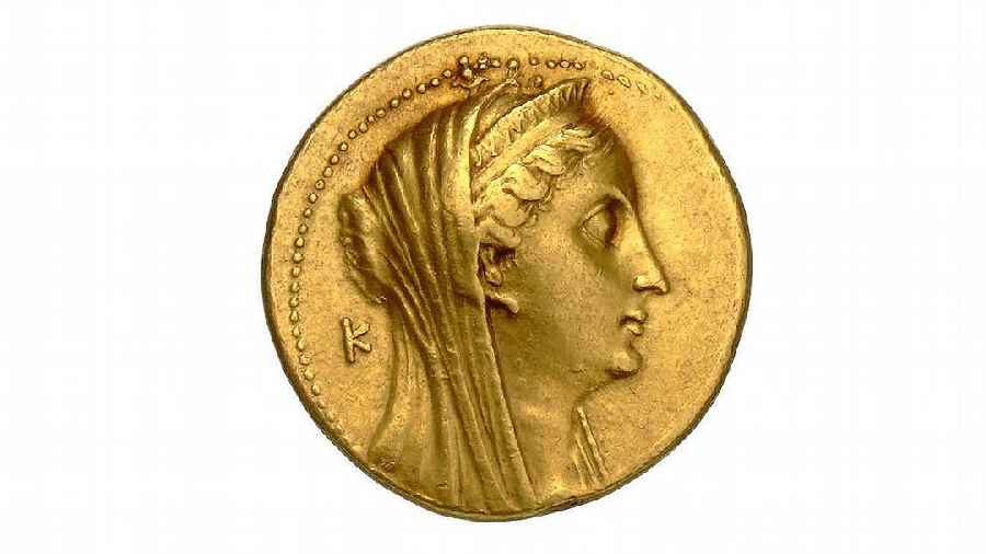 Queen Arsinoe II of Egypt is one of the first known historical women depicted on a coin