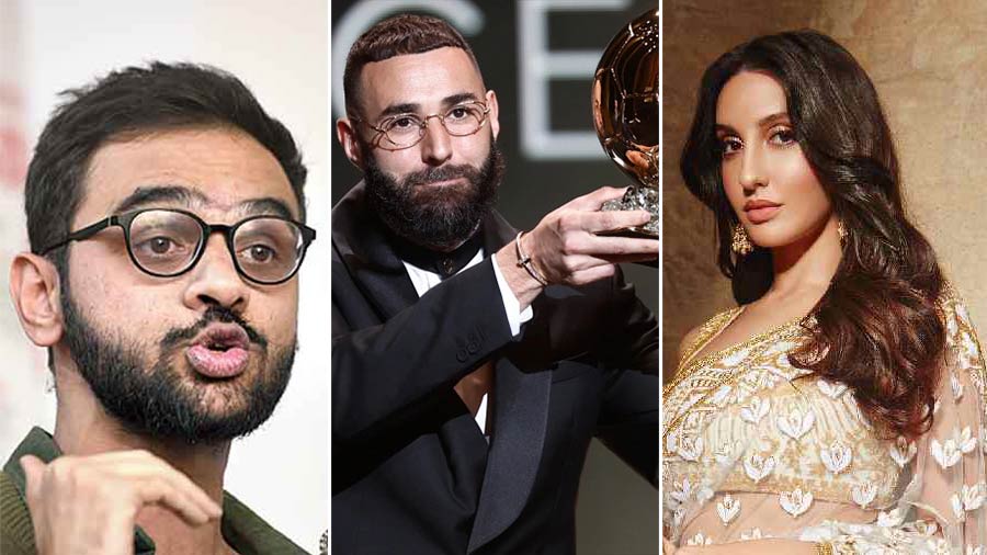 (L-R) Umar Khalid, Karim Benzema and Nora Fatehi are among the newsmakers of the week  
