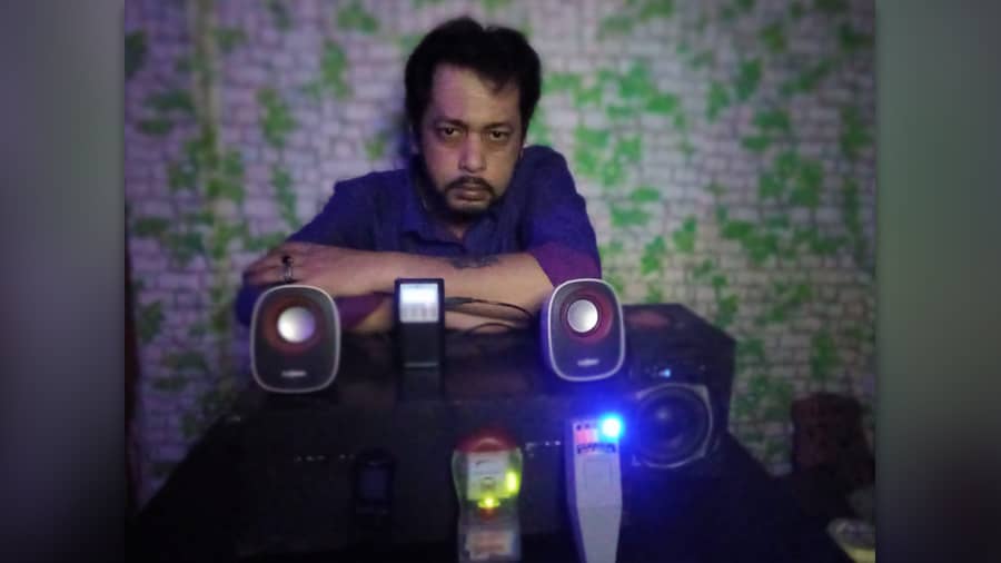 Abhijit Sarkar with the gadgets he uses during investigations